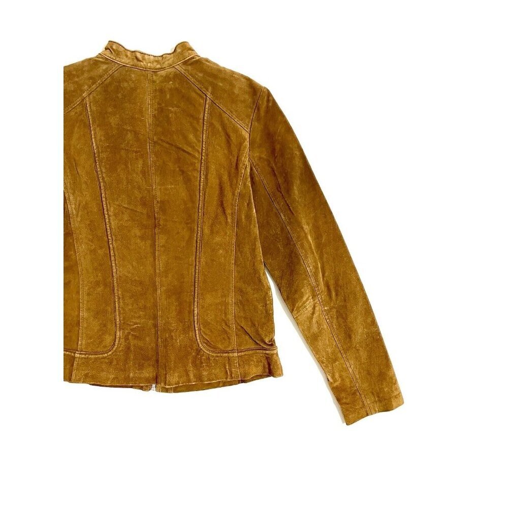 Bernardo Brown Suede Leather Racer Jacket SZ M - Picture 10 of 11